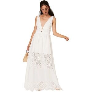 Jonathan Simkhai Waverly Floral Smocked‎ Dress medium white